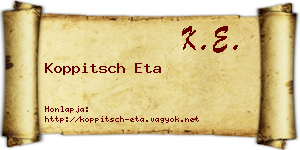 Koppitsch Eta névjegykártya